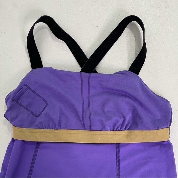 ❤️ LULULEMON Catch Me Purple Black Back Cross strap back tank A32 - Picture 12 of 14
